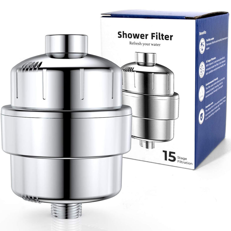 15 Stage Activated carbon Shower Head Filter for Hard Water Remove Chlorine and Fluoride - Reduces Dry Itchy Skin Improves The Condition of Skin Hair and Nails - Filter Cartridges 1 Filter Set - NewNest Australia