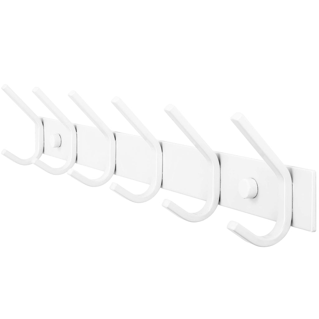 NewNest Australia - WEBI Coat Rack Wall Mounted,Coat Hooks Wall Mounted White,Coat Hanger Wall Hook Rack,6 Hooks for Hanging Coats,Hats,Jacket,Clothes 1 6 Hooks 