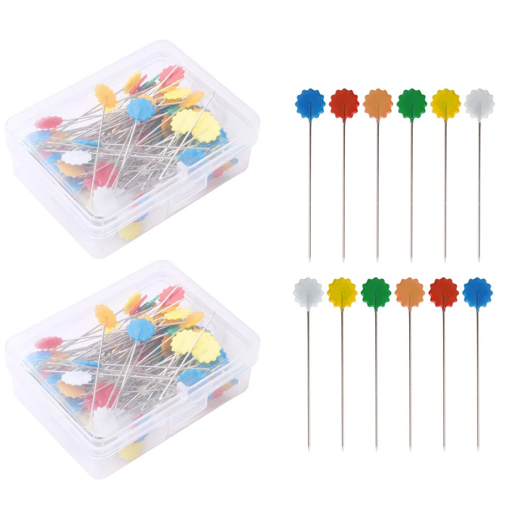 200 Pieces Flat Head Straight Pins, Flower Head Sewing Pins Quilting Pins for Sewing DIY Projects Dressmaker Jewelry Decoration, Assorted Colors - NewNest Australia