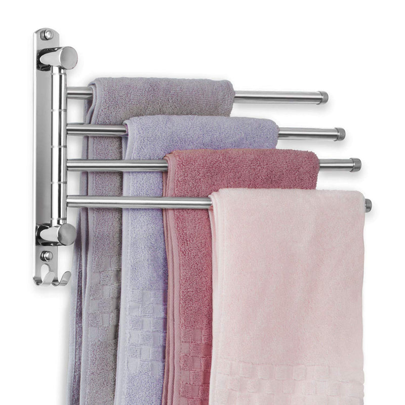 JSVER Wall Mounted Towel Bar, Swivel Towel Rack SUS304 Stainless Steel Towel Bar 4-Arm Towel Hanger Space Saving Towel Racks for Bathroom, Kitchen 4 Arms Type - NewNest Australia