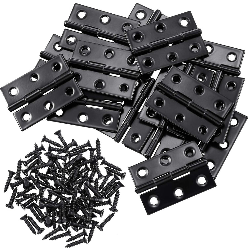 16 Pieces Small Door Hinges Stainless Steel Folding Butt Hinges Home Furniture Hardware Piano Cabinet Door Hinge with 96 Pieces Stainless Steel Screws 2 Inch Black - NewNest Australia