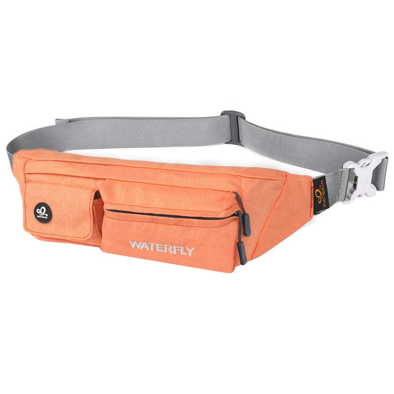 WATERFLY Fanny Pack for Women Men Water Resistant Small Waist Pouch Slim Belt Bag with 4 Pockets for Running Travelling Hiking Walking Lightweight Crossbody Chest Bag Fit All Phones Orange - NewNest Australia
