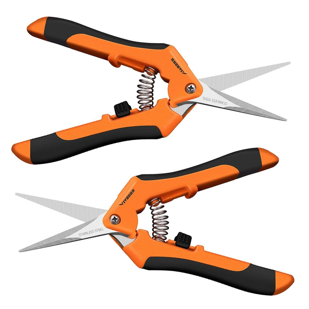 VIVOSUN 2-Pack Gardening Hand Pruner Pruning Shear with Straight Stailess Steel Blades Orange - NewNest Australia