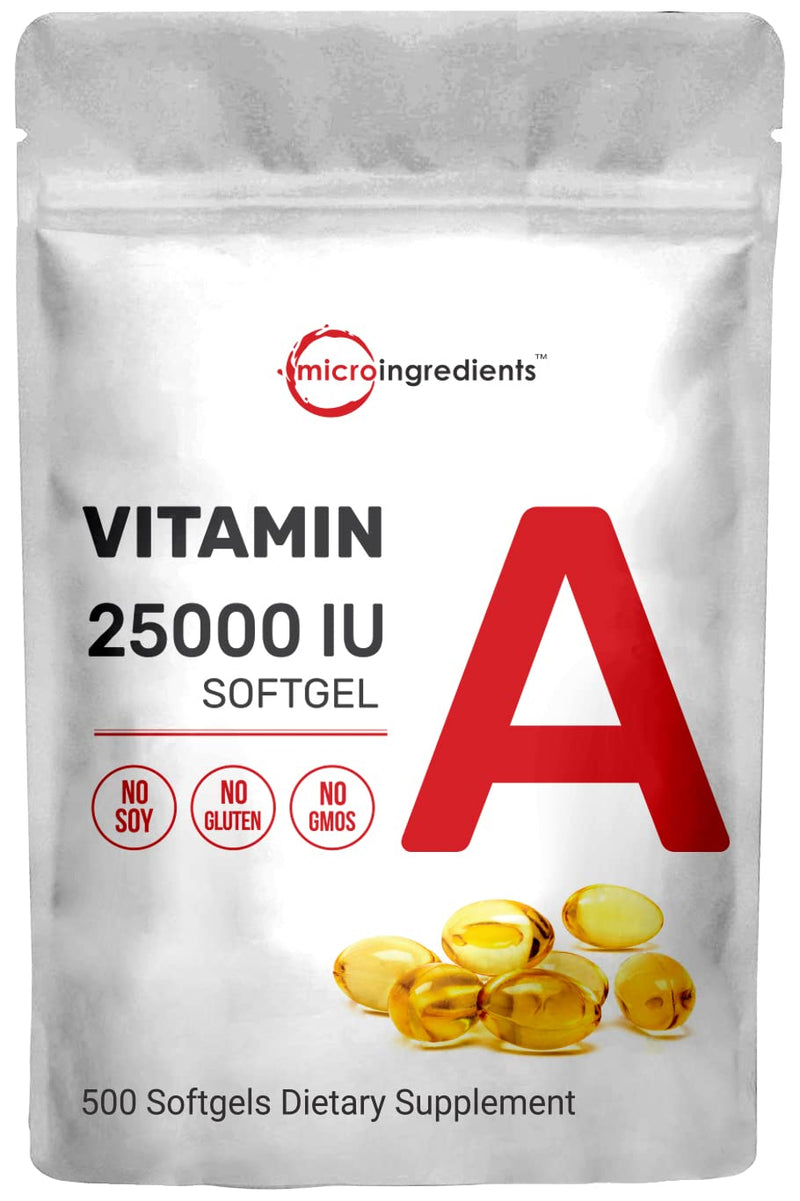 Maximum Strength Vitamin A 25000 IU, 500 Softgels (18 Months Supply) with Virgin Sunflower Seed Oil for Better Absorption, Supports Healthy Vision, Growth & Reproduction, Non-GMO & Easy to Swallow - NewNest Australia