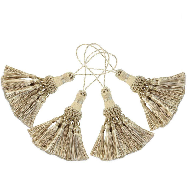 BEL AVENIR Set of 4 Tassel for Craft Elegant Polyester Tassels for Pillow Key Tassel DIY Accessories for Curtain and Home Decor- Beige 4 Pack - NewNest Australia
