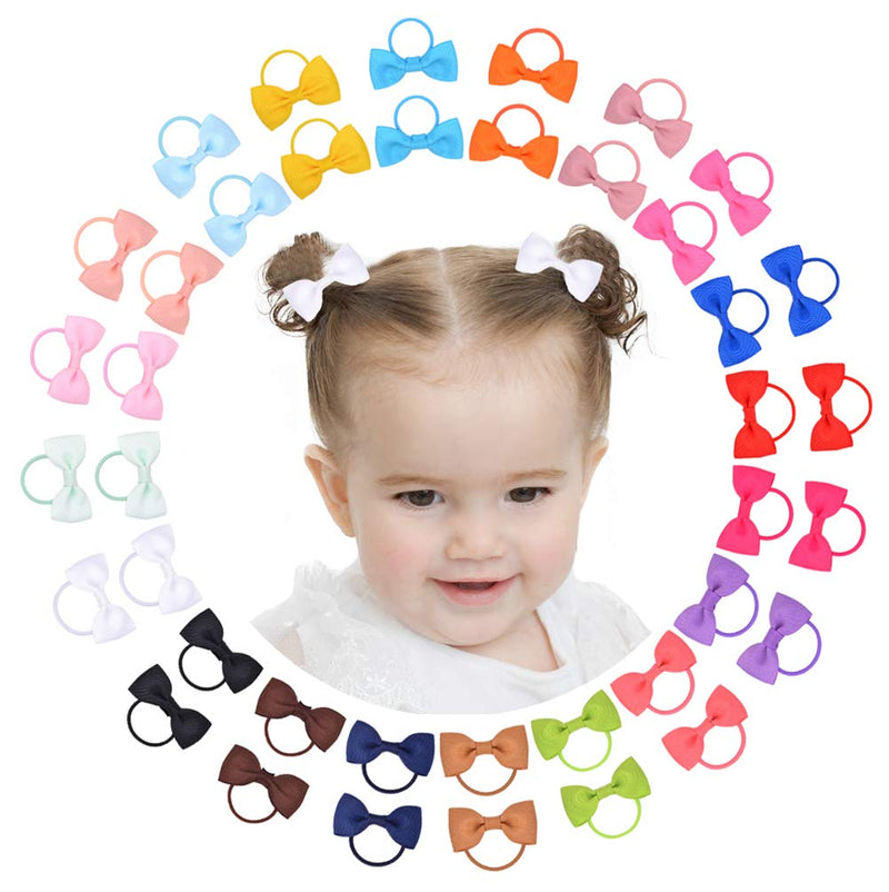 40PCS 2 Inches Baby Girls Hair Bows Ties Mini Boutique Elastic Hair Rubber Ribbon Hair Band Accessories for Kids Toddlers Infants (40 PCS) 40 PCS - NewNest Australia