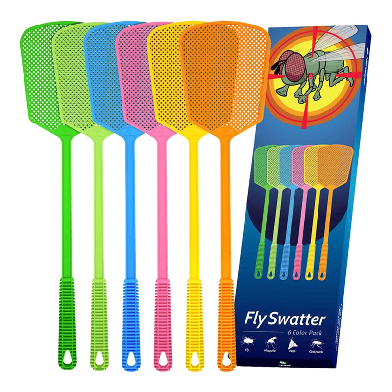 Kensizer 6-Pack Plastic Fly Swatters Heavy Duty, Multi Pack Matamoscas, Long Handle Fly Swat Shatter Bulk, Large Bug Swatter That Work for Indoor and Outdoor - NewNest Australia