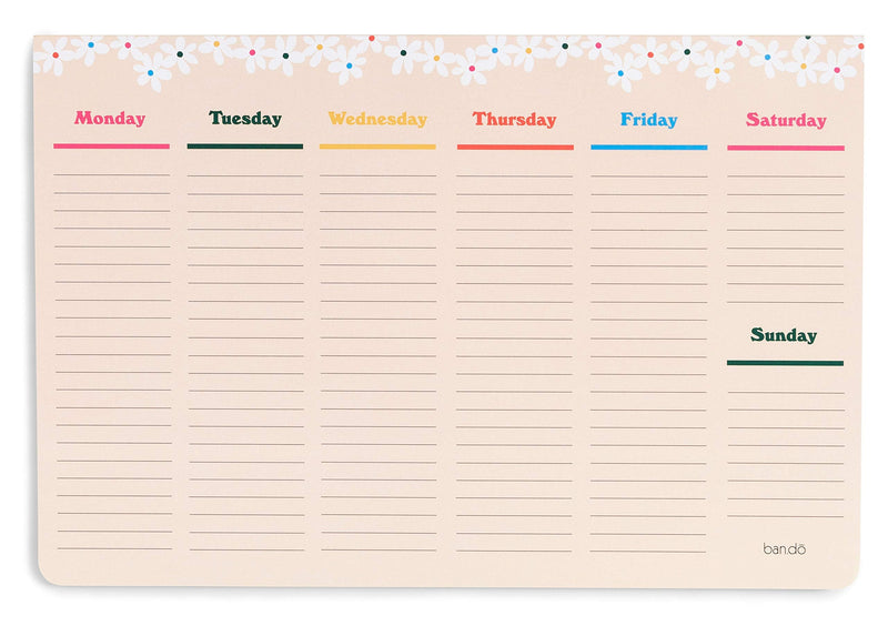 ban.do Mega Week-to-Week Desktop Planner Notepad, Daily Desk Calendar with 52 Undated Sheets for 1 Year of Planning, Daisies - NewNest Australia