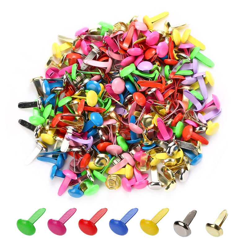 moinkerin 200 Pcs Mini Brads Metal Brad Fasteners Split Pins Pastel, 0.3 x 0.47 inch Multicolor Round Brads for Paper Craft DIY Stamping Scrapbooking A-multicolor - NewNest Australia