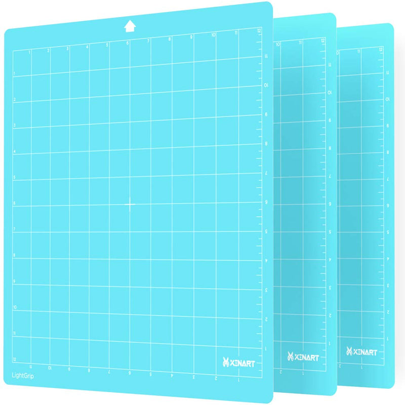 XINART LightGrip Cutting Mat for Silhouette Cameo 4/3/2/1(3 Mats,12x12 inch) Light Grip Adhesive Sticky Craft Vinyl Replacement Cut Mats for Silhouette Cameo Blue 3 Pack LightGrip 12''x12'' - NewNest Australia