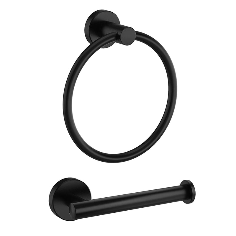 Marmolux Acc Black Toilet Paper Holder and Towel Ring Hand Towel Holder Bathroom Hardware Set 2 Pieces Toilet Paper Roll Holder Hand Towel Ring Sturdy Wall Mount Stainless Steel Matte Black - NewNest Australia