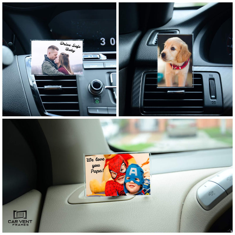 NewNest Australia - CARVENTFRAMES, A Picture Frame for Your Car (Premium Acrylic) Fits Wallet Size Photo (2 Inches x 3 Inches), Includes Absorbent Pad for Custom Air Freshener 