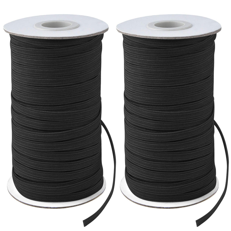 Coopay 40 Yards Length 1/2" Width Elastic Cord Elastic Bands Elastic Rope Heavy Stretch Elastic Spool Knit for Sewing, 2 Rolls, 20 Yards/Roll (Black, 1/2 Inch) Black - NewNest Australia