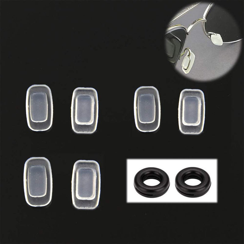 Eyeglass Nose Pads Push in 11mm 3 Pairs Rectangle Nose Pads Silicone and 1 Pair Anti-Slip Holder for Glasses, Ear Hook 2 Piece Set - NewNest Australia