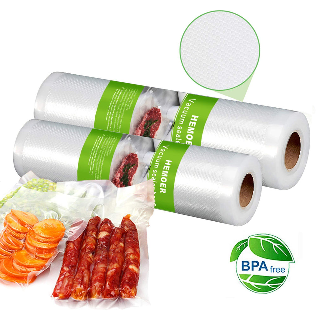 NewNest Australia - Vacuum Sealer Bags 2 Rolls for Food Preservation, HEMOER Commercial Grade BPA Free Food Storage Packing Bags Vac Seal Rolls for Kitchen, Supermarket, Restaurant (10 x 197inch, 11x 197inch) 