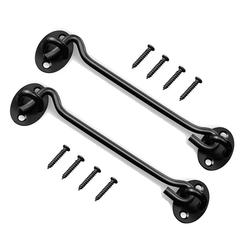 2 Pack 8" Stainless Steel Barn Door Hook and Eye Latch Lock for Cabin Garage Shed Gate Catch Silent Holder(8 Inch,Black) 8 Inch-Black - NewNest Australia