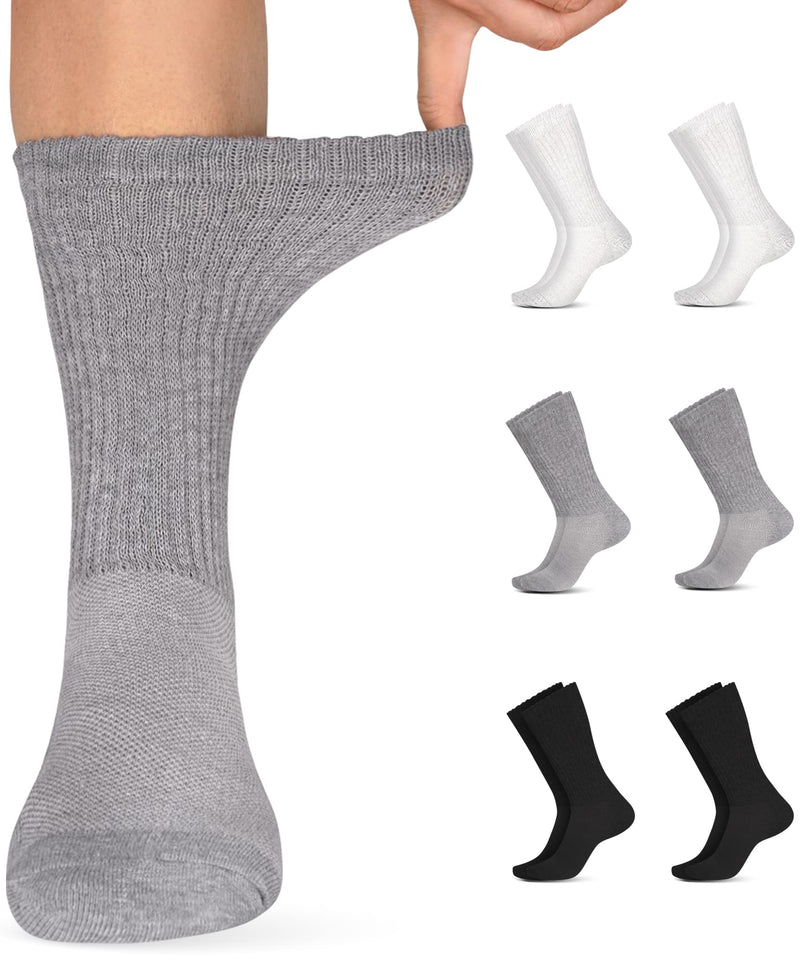 Pembrook Diabetic Socks for Men and Women - Non Binding Socks Women | Neuropathy Socks for Men and Neuropathy Socks for Women | Edema Socks for Diabetics Women | Diabetic socks Women Medium 2 Black / 2 Grey / 2 White - NewNest Australia