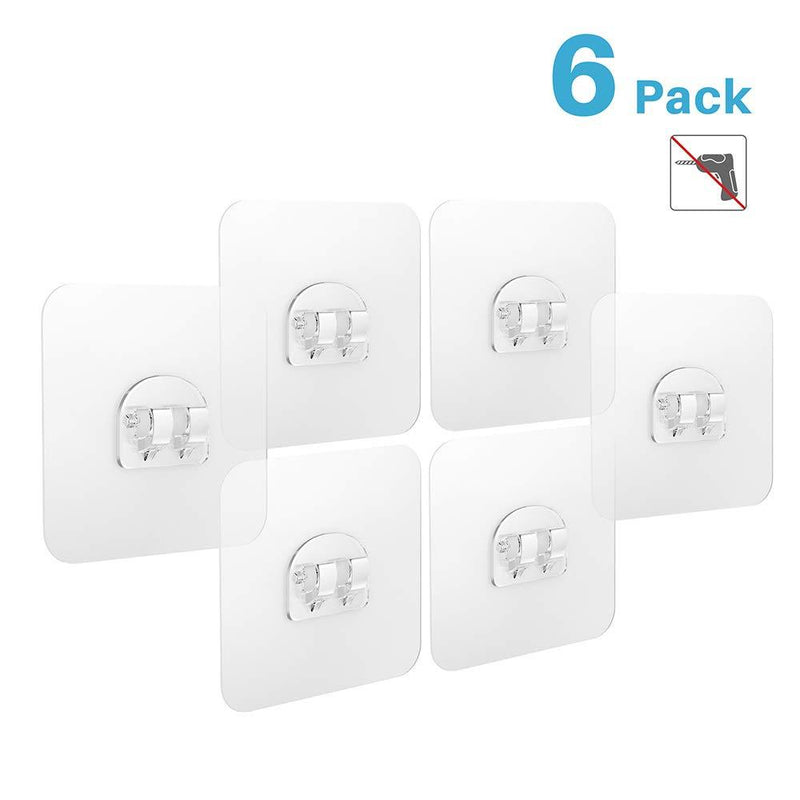 NewNest Australia - LUXEAR 6 Pack Reusable Adhesive Sticker for Bathroom Kitchen for Shower Caddy Basket Shelf Soap Dish Holder Kitchen Sink Caddy - No Glue, Transparent 