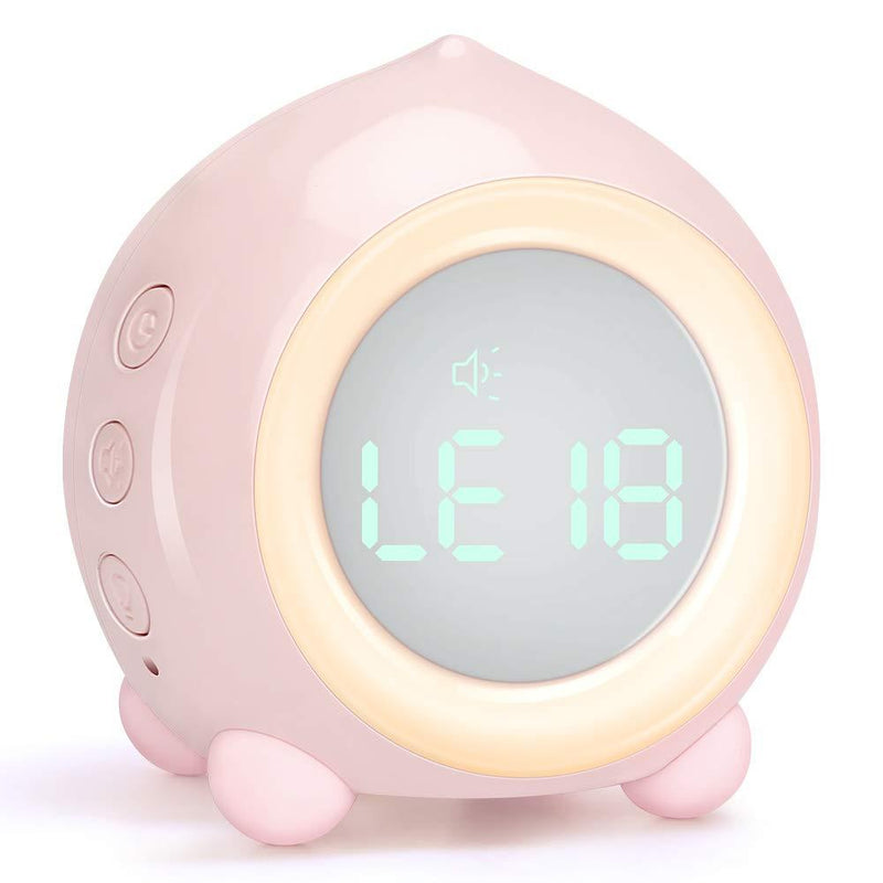 NewNest Australia - Allnice Digital Alarm Clock, LED Bedside Clock Dual Alarm Clock with Night Light, Alarm Clock for Kids, Small Alarm Clock for Home Bedroom Travel, USB Powered, Cute Peach Deisgn (Pink) 