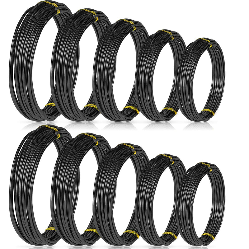 10 Rolls Bonsai Wires Anodized Aluminum Bonsai Training Wire in 5 Sizes - 1.0 mm, 1.5 mm, 2.0 mm, 2.5 mm, 3.0 mm, Total 164 Feet (Black) Black - NewNest Australia