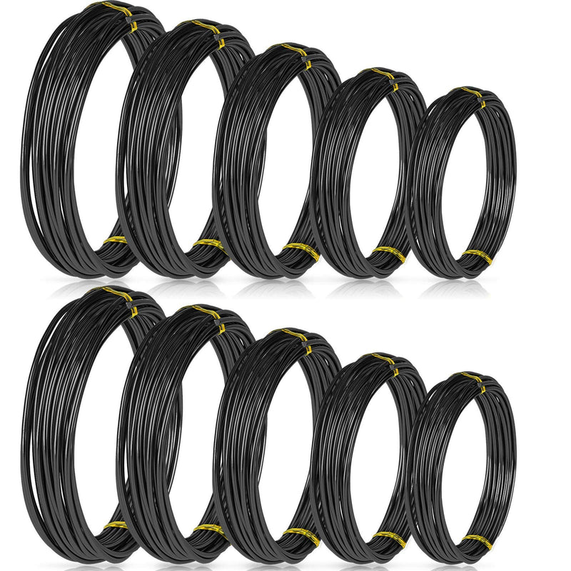 10 Rolls Bonsai Wires Anodized Aluminum Bonsai Training Wire in 5 Sizes - 1.0 mm, 1.5 mm, 2.0 mm, 2.5 mm, 3.0 mm, Total 164 Feet (Black) Black - NewNest Australia