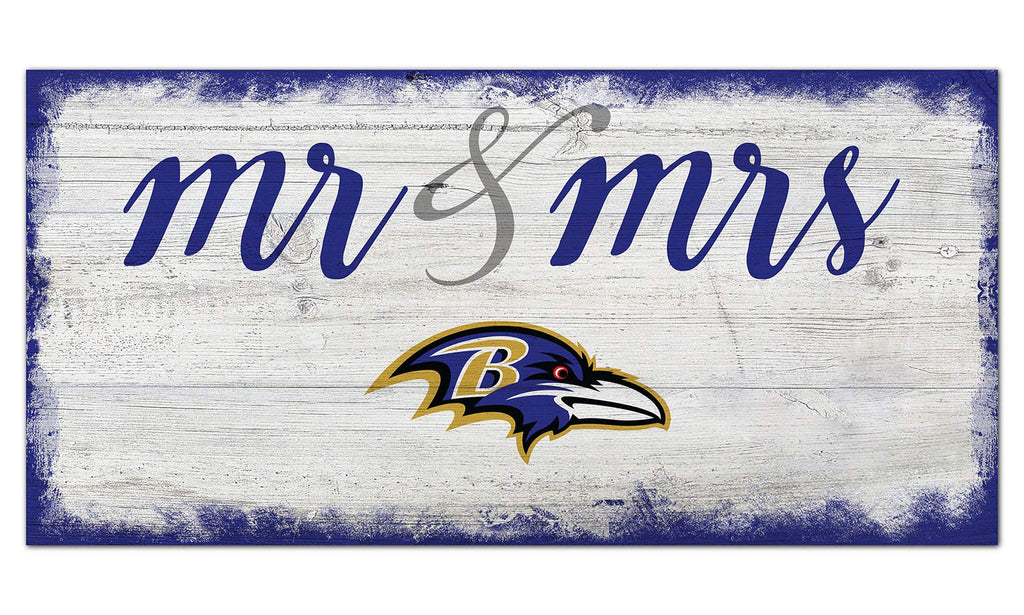 Fan Creations NFL Baltimore Ravens Unisex Baltimore Ravens Script Mr & Mrs Sign, Team Color, 6 x 12 - NewNest Australia