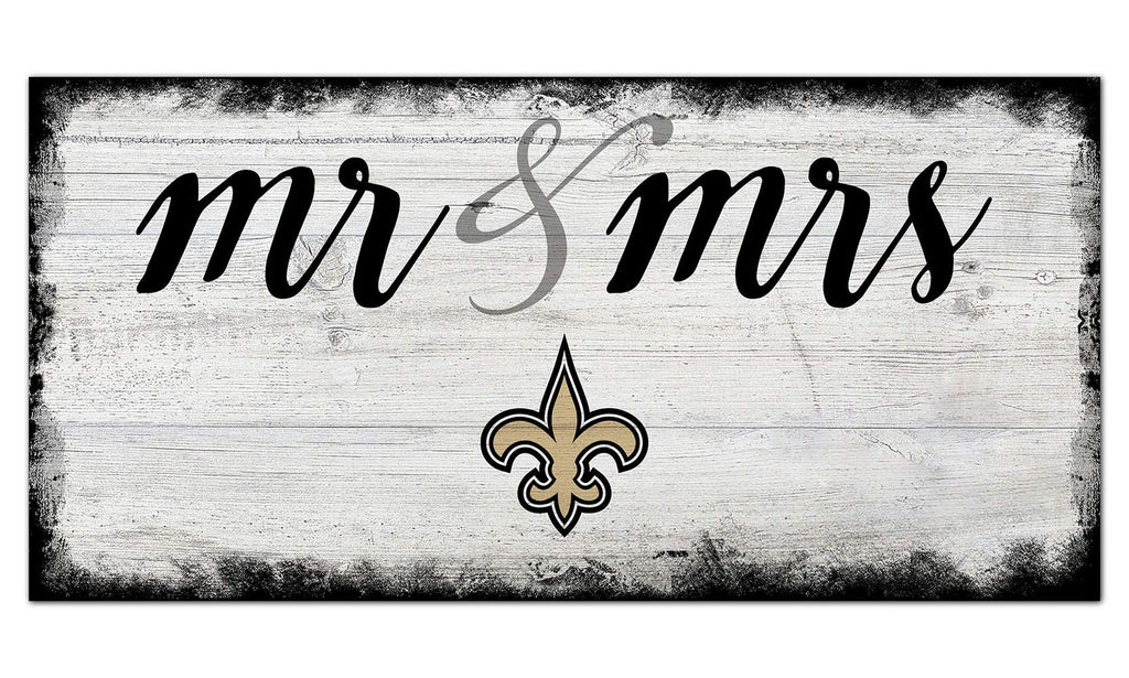 Fan Creations NFL New Orleans Saints Unisex New Orleans Saints Script Mr & Mrs Sign, Team Color, 6 x 12 - NewNest Australia