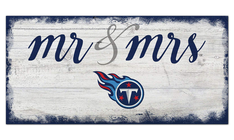 Fan Creations NFL Tennessee Titans Unisex Tennessee Titans Script Mr & Mrs Sign, Team Color, 6 x 12 - NewNest Australia