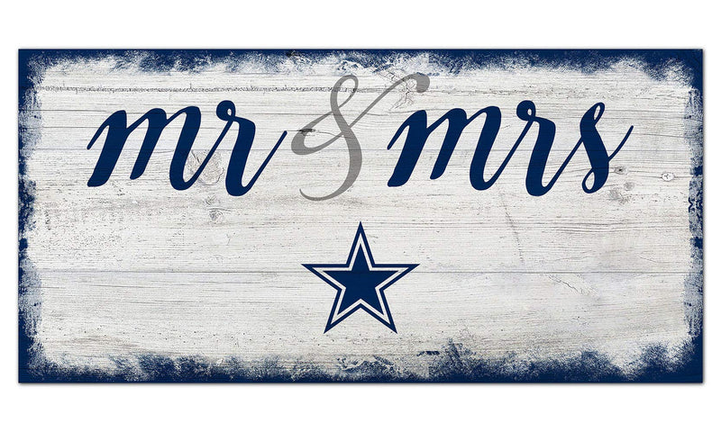 Fan Creations NFL Dallas Cowboys Unisex Dallas Cowboys Script Mr & Mrs Sign, Team Color, 6 x 12 (N1074-DAL) - NewNest Australia