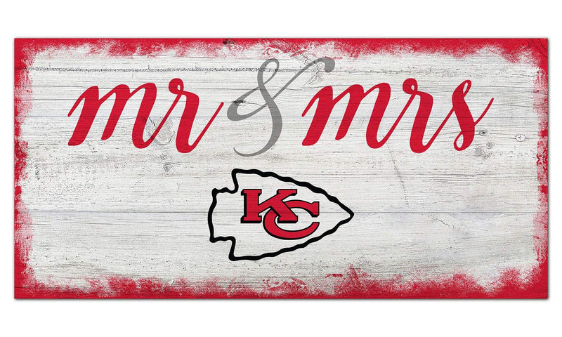 Fan Creations NFL Kansas City Chiefs Unisex Kansas City Chiefs Script Mr & Mrs Sign, Team Color, 6 x 12 - NewNest Australia