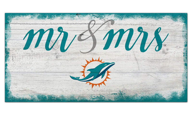 Fan Creations NFL Miami Dolphins Unisex Miami Dolphins Script Mr & Mrs Sign, Team Color, 6 x 12 - NewNest Australia