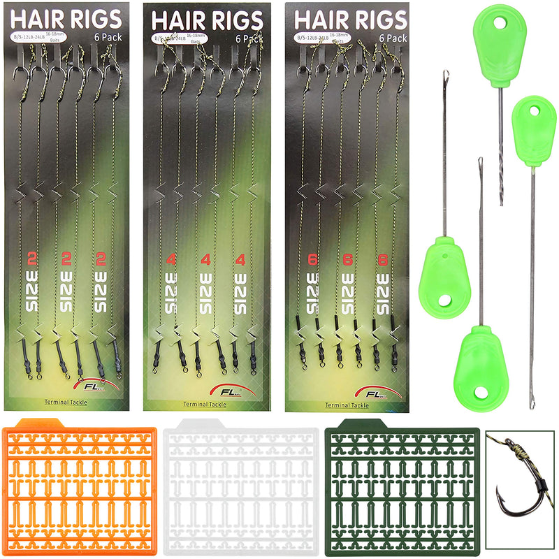 SILANON Carp Fishing Hair Rigs Kit,18pcs Braided Thread Boilies Carp Rigs with 3 Extender Boilie Bait Stops and Stringer Needle 18pcs Carp Rigs +3 Boilie Bait Stops+4 Bait Needle - NewNest Australia
