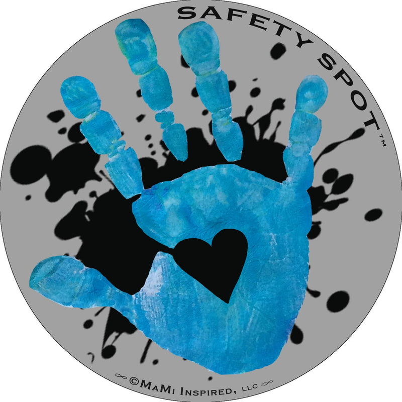 Safety Spot Magnet - Kids Handprint for Car Parking Lot Safety - Gray Background with Splat (Blue) blue - NewNest Australia