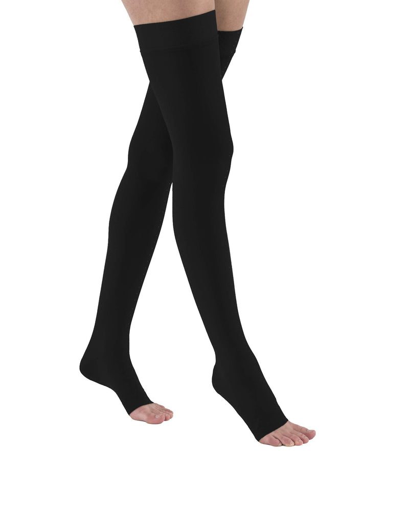 JOBST Relief Thigh High Open Toe Compression Stockings, Unisex, Extra Firm Legware with Silicone Band for Easy Donning, 20-30 mmHg, Black, Small - NewNest Australia