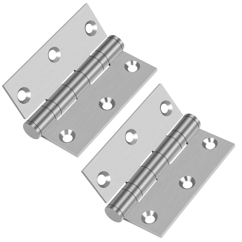 Commercial and Residential 3‘’x 2.4‘’ 304 Stainless Steel Door Hinges,3 Inch Ball Bearing Hinge with Square Corners (Silver)-Pack of 2 - NewNest Australia