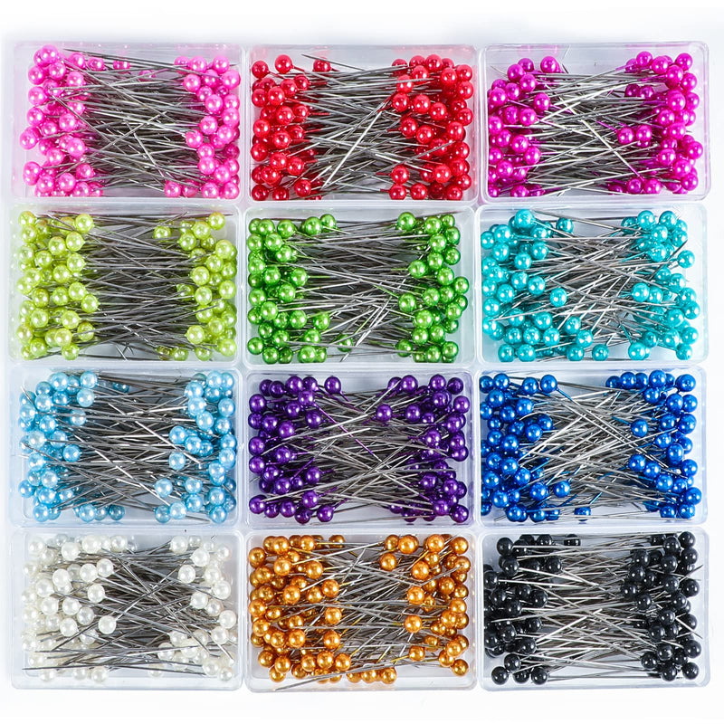 AIEX 1200 Pieces Sewing Pins Multicolor Head Pins Straight for Dressmaker Jewelry Decoration Sewing Projects(1.57inch) - NewNest Australia