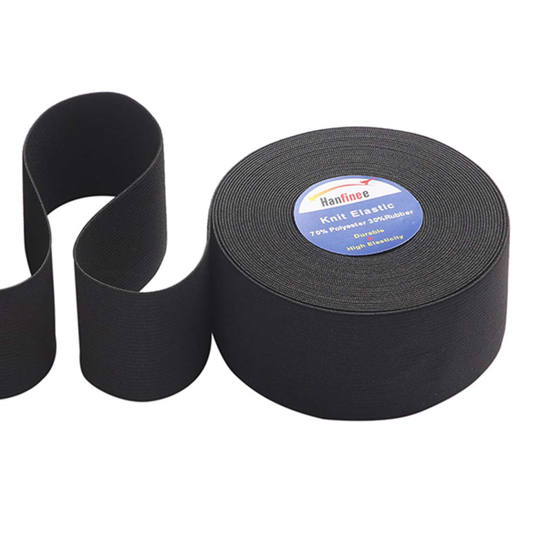 HANFINEE 1-1/2 Inch Wide Sew on Elastic Band Knitted Elastic with Heavy Stretch for Sewing Crafts DIY,Waistband,Bedspread,Cuff (Black,15 Yards) Black 1-1/2 Inch x15yd - NewNest Australia