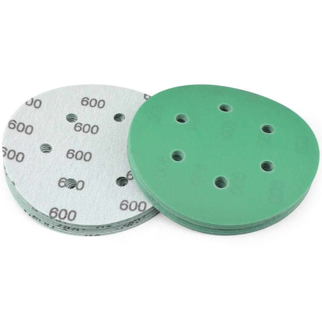 20PCS 6 Inch 6 Hole Green Film Sanding Discs 600 Grit Premium Film-Backed Hook & Loop Sanding Paper Dustless Power Random Orbital Sander Paper for Wood, Car Paint, Glass Wet & Dry Polishing Finishing 600 Grit-20pcs - NewNest Australia