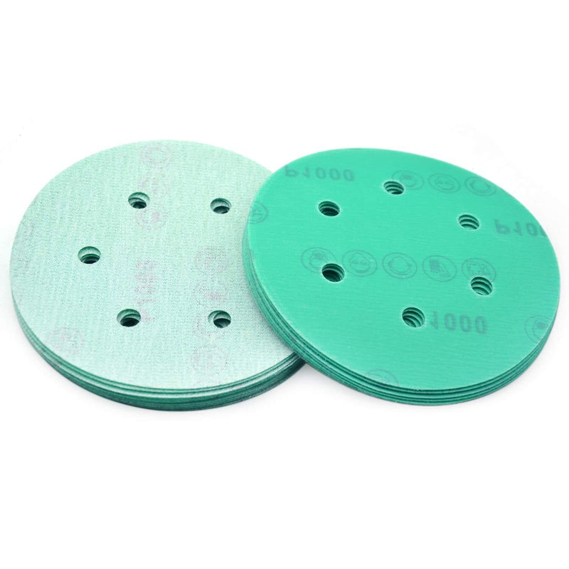 20PCS 6 Inch Sanding Discs Hook and Loop 1000 Grit 6 Hole Green Premium Film-Backed Sanding Paper Dustless Power Random Orbital Sander Sandpaper for Woodworking Auto Wet Dry Polishing Finishing 1000 Grit-20pcs - NewNest Australia