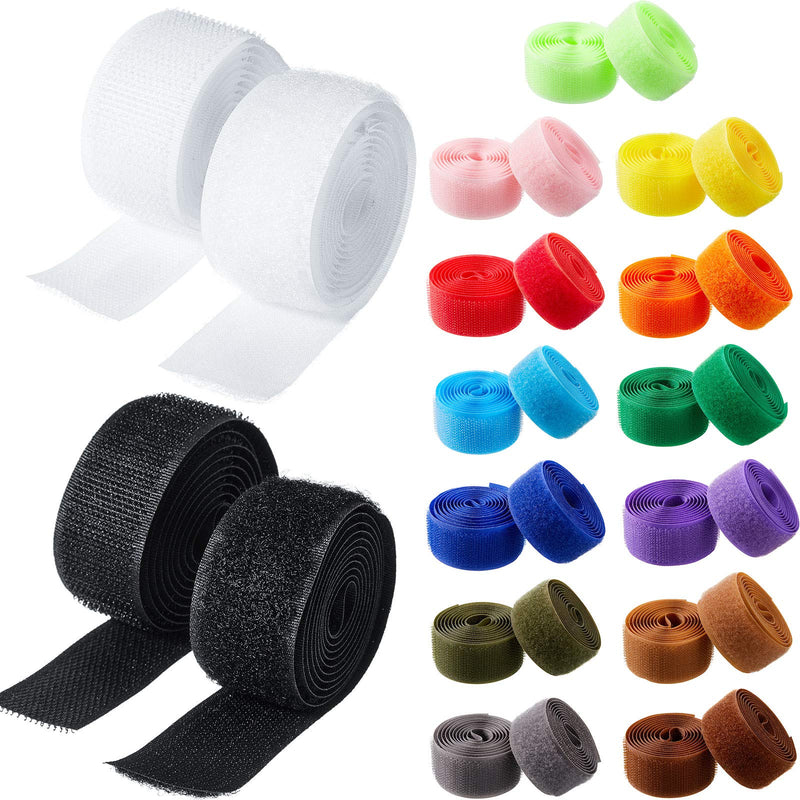 15 Colors 30 Yard Sew on Hook and Loop Tape 1 Inch Wide Nylon Fabric Fastening Tapes Set Non-Adhesive Style for DIY Craft Supplies, Each Color Contains 1 Yard Hook and 1 Yard Loop - NewNest Australia