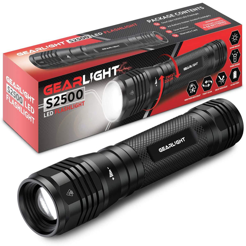 GearLight High Lumens LED Flashlight S2500 - Powerful Patented 1500 Lumen Flashlights, Brightest Tactical Flash Light, Super Bright Camping Accessories and Gear - NewNest Australia