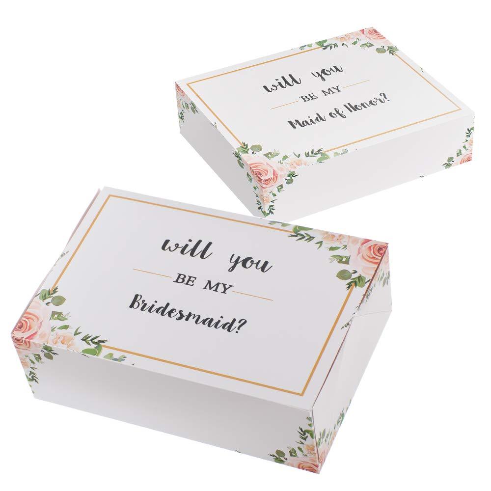 NewNest Australia - Bridesmaid Proposal Box Set of 6, 1 Maid of Honor Proposal Box and 5 Will You be My Bridesmaid Boxes for Bridesmaid Gifts 