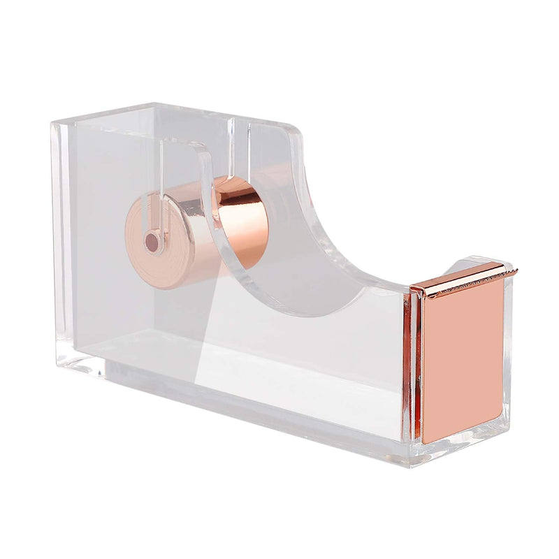 KIDMEN Office Tape Dispenser,Transparent Acrylic Tape Dispenser-Rose Gold - NewNest Australia