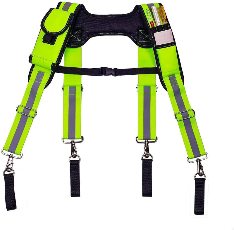 Sincerities Tool Belt Suspenders/Carpenter Electrician Tool Belt Suspenders Hi Viz - include Padded Foam,Phone Holder Tape Holder Pencil Holder Adjustable Straps, Fluorescent Green, 12.93.52.7inch - NewNest Australia