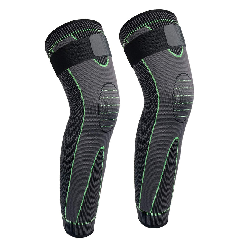 Full Leg Sleeves Long Compression Leg Sleeve Knee Sleeves Protect Leg, for Man Women Basketball, Arthritis Cycling Sport Football, Reduce Varicose Veins and Swelling of Legs(Pair) Green-Updated Medium (1 Pair) - NewNest Australia