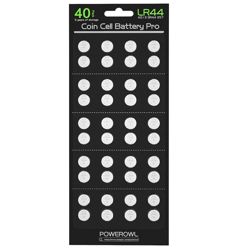 POWEROWL High Capacity LR44 Batteries 40 Pack, L1154F AG13 357 303 SR44 A76 Premium Alkaline Battery 1.5V Button Coin Cell Batteries - NewNest Australia