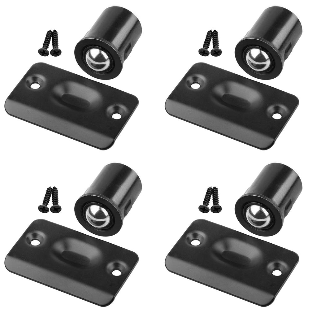 HOMOTEK 4 Pack Drive in Ball Catch with Strike Plate for Closet Doors, Black, 13/16 Inch x 1-1/8 Inchs,Die-cast, Adjustable Tension Ball - NewNest Australia