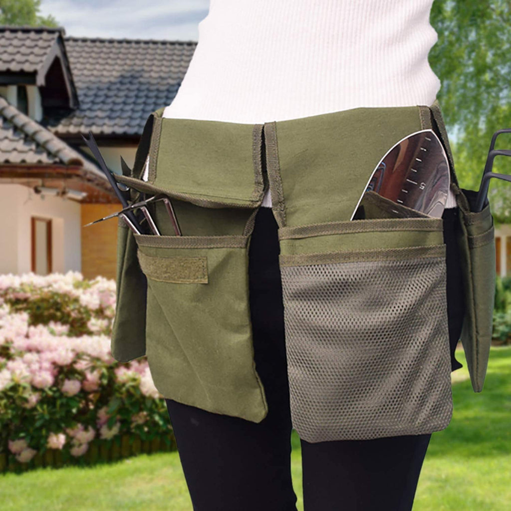 Gardening Tool Belt Bag - Canvas Waist Tool Apron Organizer Hanging Pouch with 4 Pockets, Waterproof - NewNest Australia