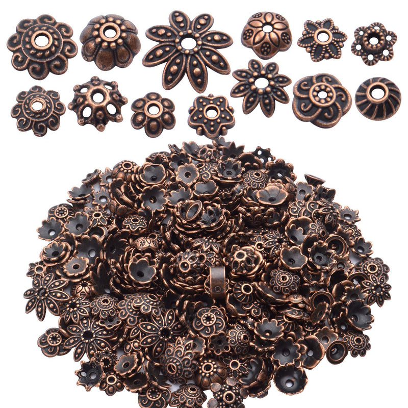 BronaGrand 100 Gram(About 180-350pcs) Bead Caps Metal Spacers Jewelry Findings Accessories for Bracelet Necklace Jewelry Making,Antique Copper Antique Copper - NewNest Australia