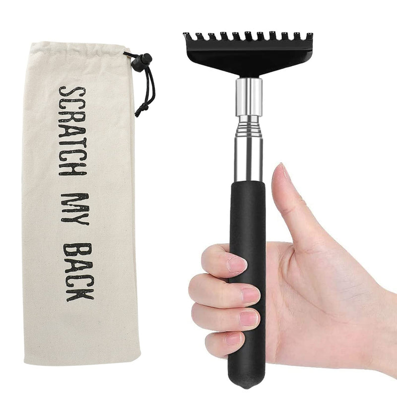 Oversized Portable Extendable Back Scratcher, Upgraded Metal Stainless Steel Telescoping Back Scratcher Tool with Canvas Carrying Bag (Black) - NewNest Australia